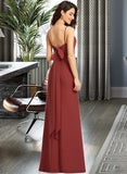 Mariela Sheath/Column Square Neckline Floor-Length Bridesmaid Dress With Split Front STKP0013026