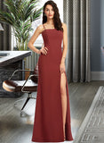 Mariela Sheath/Column Square Neckline Floor-Length Bridesmaid Dress With Split Front STKP0013026