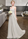 Aubrey A-Line Sweetheart Floor-Length Chiffon Bridesmaid Dress With Ruffle STKP0013034