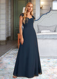 Mylee A-Line V-neck Floor-Length Bridesmaid Dress With Lace Split Front STKP0013035