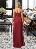 Alayna A-Line V-neck Asymmetrical Bridesmaid Dress With Split Front STKP0013041