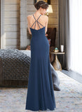 Shayna A-Line Halter Floor-Length Bridesmaid Dress With Ruffle Split Front STKP0013048