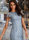 Valeria Sheath/Column Scoop Neck Knee-Length Lace Bridesmaid Dress STKP0013049