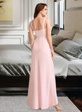 Cara Sheath/Column V-neck Floor-Length Bridesmaid Dress With Split Front STKP0013055