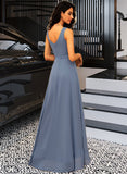 Ciara A-LineV-neckAsymmetricalChiffonBridesmaidDressWithRuffleBow(s)#251387 STKP0013061