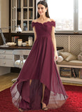 Dakota A-Line Off-the-Shoulder Asymmetrical Bridesmaid Dress With Lace STKP0013070