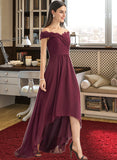 Dakota A-Line Off-the-Shoulder Asymmetrical Bridesmaid Dress With Lace STKP0013070