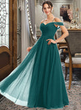 Tabitha A-Line V-neck Floor-Length Bridesmaid Dress With Ruffle STKP0013072