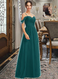 Tabitha A-Line V-neck Floor-Length Bridesmaid Dress With Ruffle STKP0013072