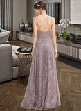 Macey A-Line V-neck Floor-Length Bridesmaid Dress With Split Front STKP0013075