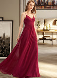 Princess A-LineV-neckFloor-LengthChiffonBridesmaidDressWithRuffle#251386 STKP0013076