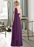 Tori A-line One Shoulder Floor-Length Chiffon Bridesmaid Dress With Ruffle STKP0013078