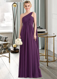 Tori A-line One Shoulder Floor-Length Chiffon Bridesmaid Dress With Ruffle STKP0013078