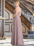 Ryan A-Line Sweetheart Floor-Length Chiffon Bridesmaid Dress With Ruffle Split Front STKP0013079