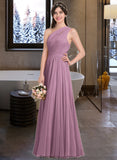 Cassie A-line One Shoulder Floor-Length Chiffon Bridesmaid Dress With Ruffle STKP0013080