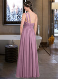 Cassie A-line One Shoulder Floor-Length Chiffon Bridesmaid Dress With Ruffle STKP0013080