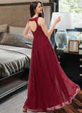 Sydney A-Line Sweetheart Floor-Length Chiffon Bridesmaid Dress With Ruffle Pockets STKP0013087