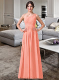 Janiya A-Line One-Shoulder Floor-length Chiffon Bridesmaid Dress STKP0013092