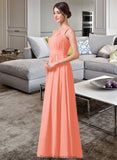 Janiya A-Line One-Shoulder Floor-length Chiffon Bridesmaid Dress STKP0013092