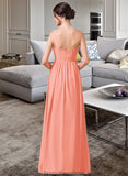 Janiya A-Line One-Shoulder Floor-length Chiffon Bridesmaid Dress STKP0013092