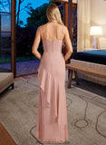 Kaydence Trumpet/Mermaid V-neck Asymmetrical Bridesmaid Dress With Ruffle STKP0013094