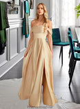 Ainsley A-Line Off-the-Shoulder Floor-Length Bridesmaid Dress With Split Front Pockets STKP0013095