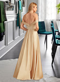 Ainsley A-Line Off-the-Shoulder Floor-Length Bridesmaid Dress With Split Front Pockets STKP0013095