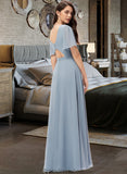 Meredith A-Line V-neck Floor-Length Chiffon Bridesmaid Dress STKP0013099