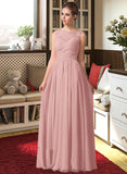 Zara Chiffon Lace A-Line Floor-length Bridesmaid Dress STKP0013107