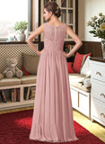 Zara Chiffon Lace A-Line Floor-length Bridesmaid Dress STKP0013107