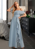 Aubree A-Line Off-the-Shoulder Floor-Length Bridesmaid Dress With Ruffle Split Front STKP0013116