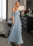 Aubree A-Line Off-the-Shoulder Floor-Length Bridesmaid Dress With Ruffle Split Front STKP0013116