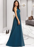 Kate A-Line Scoop Neck Floor-Length Bridesmaid Dress With Ruffle STKP0013120