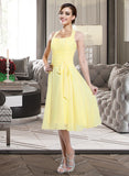 Kallie Halter Empire Knee-length Chiffon Bridesmaid Dress With Ruffle Bow(s) STKP0013124