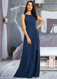 Ingrid A-Line Scoop Neck Floor-Length Bridesmaid Dress With Split Front STKP0013128