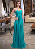 Yaretzi Chiffon Floor-length Empire Bridesmaid Dress with Sweetheart Neckline STKP0013137