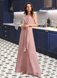 Monserrat A-Line Floor-Length Bridesmaid Dress With Bow(s) STKP0013139