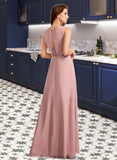 Monserrat A-Line Floor-Length Bridesmaid Dress With Bow(s) STKP0013139