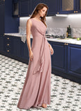 Monserrat A-Line Floor-Length Bridesmaid Dress With Bow(s) STKP0013139