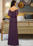 Mylie Sheath/Column Off-the-Shoulder Floor-Length Chiffon Bridesmaid Dress With Split Front STKP0013144