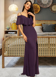 Mylie Sheath/Column Off-the-Shoulder Floor-Length Chiffon Bridesmaid Dress With Split Front STKP0013144