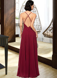 Dulce A-Line Scoop Neck Square Neckline Floor-Length Chiffon Bridesmaid Dress STKP0013146