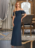 Melinda Sheath/Column Off-the-Shoulder Floor-Length Bridesmaid Dress With Ruffle Beading STKP0013149