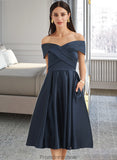 Janae A-Line Off-the-Shoulder Knee-Length Bridesmaid Dress With Pockets STKP0013150