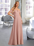 Paisley A-Line Off-the-Shoulder Floor-Length Bridesmaid Dress With Ruffle STKP0013156