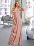 Paisley A-Line Off-the-Shoulder Floor-Length Bridesmaid Dress With Ruffle STKP0013156