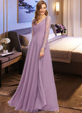 Sienna A-Line V-neck Floor-Length Chiffon Bridesmaid Dress STKP0013162