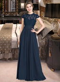 Michaela A-Line Sweetheart Floor-Length Chiffon Lace Bridesmaid Dress With Ruffle STKP0013163