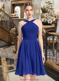 Nina A-line V-Neck Knee-Length Chiffon Bridesmaid Dress STKP0013170