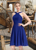 Nina A-line V-Neck Knee-Length Chiffon Bridesmaid Dress STKP0013170